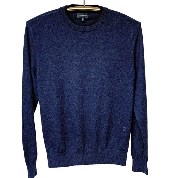 Club Monaco Marine Blue Black Merino Wool Double Collar Slim Fit Sweater - Picture 5 of 7